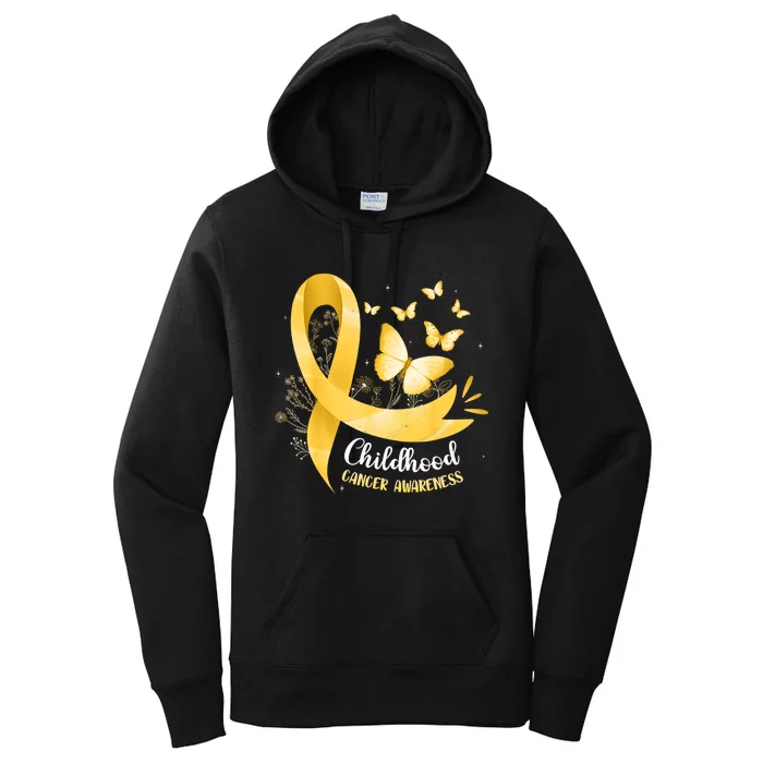 Gold Ribbon Childhood Cancer Awareness Women's Pullover Hoodie