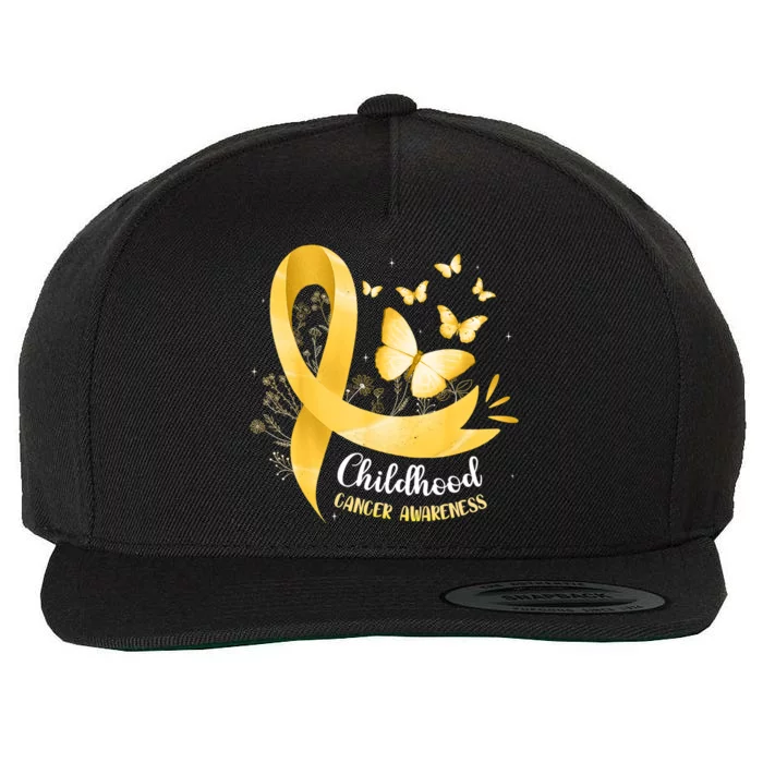 Gold Ribbon Childhood Cancer Awareness Wool Snapback Cap