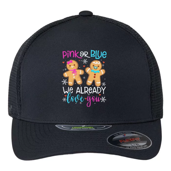 Gender Reveal Christmas Pregnancy Announcement Pink Or Blue Flexfit Unipanel Trucker Cap