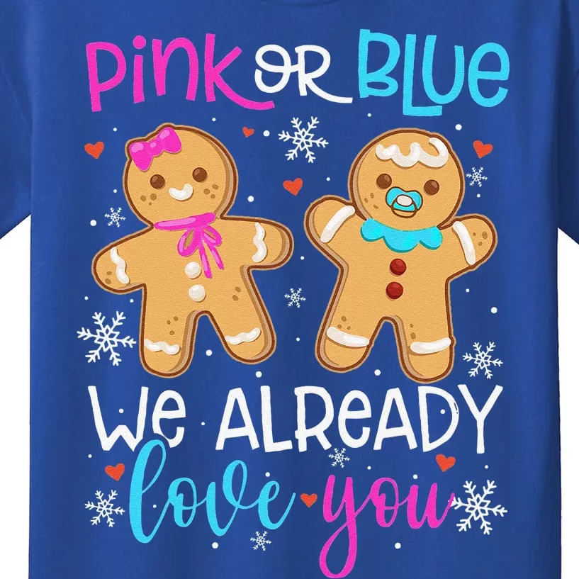 Gender Reveal Christmas Pregnancy Announcement Pink Or Blue Kids T-Shirt