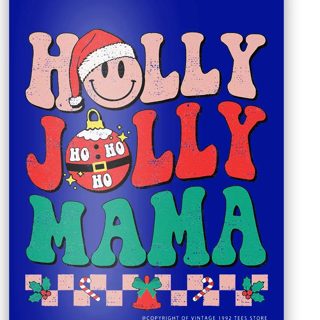 Groovy Retro Christmas Hippie Have A Holly Xmas Jolly Mama Poster