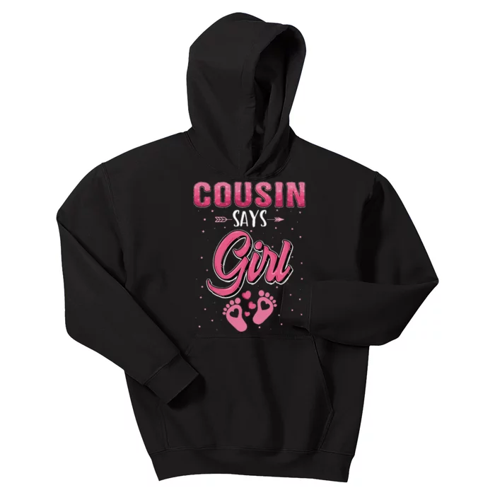 Gender reveal Cousin says baby matching family set Kids Hoodie