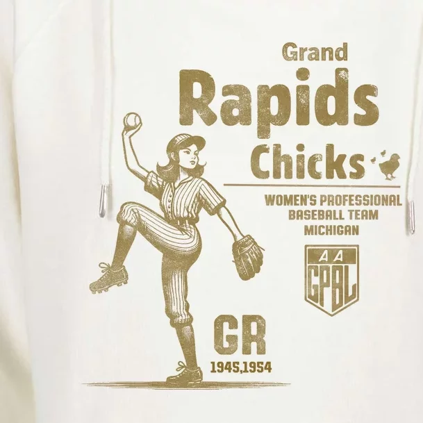 Grand Rapids Chicks Professional Women Baseball Womens Funnel Neck Pullover Hood