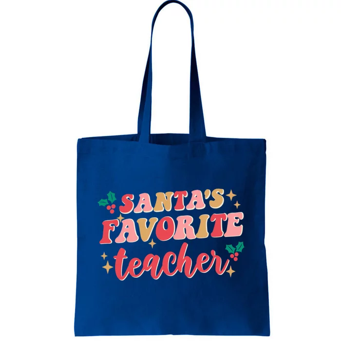 Groovy Retro Christmas School Santas Favorite Teacher Gift Tote Bag