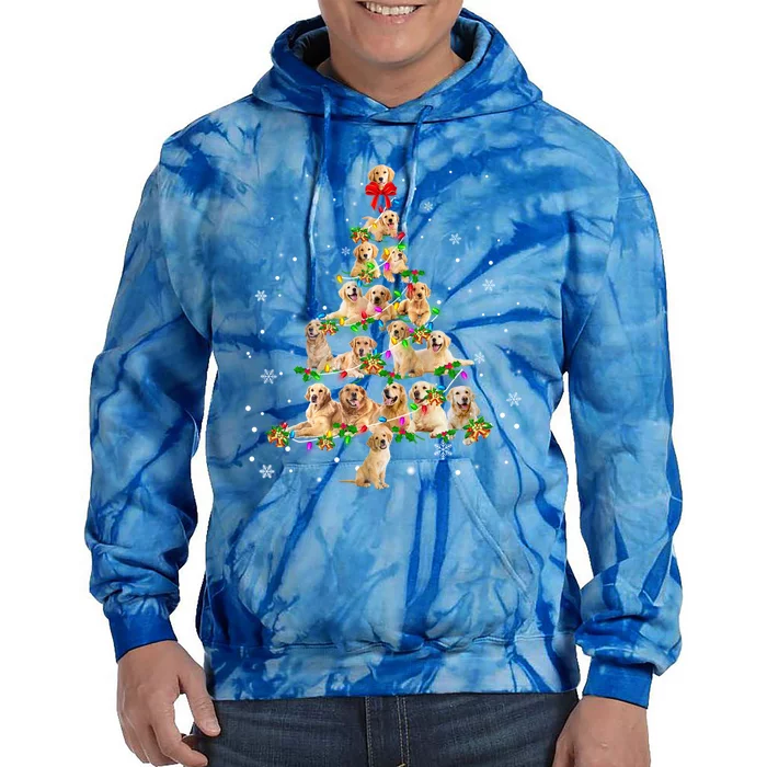 Golden Retriever Christmas Tree Ornat Decor Xmas Meaningful Gift Tie Dye Hoodie