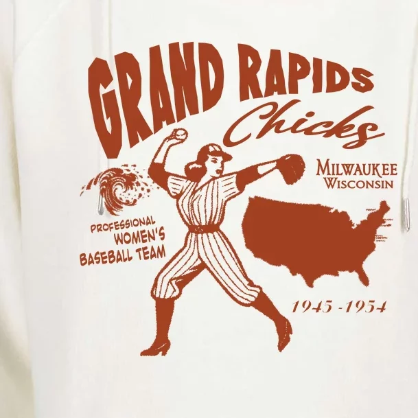 Grand Rapids Chicks Professional Women Baseball Team Womens Funnel Neck Pullover Hood