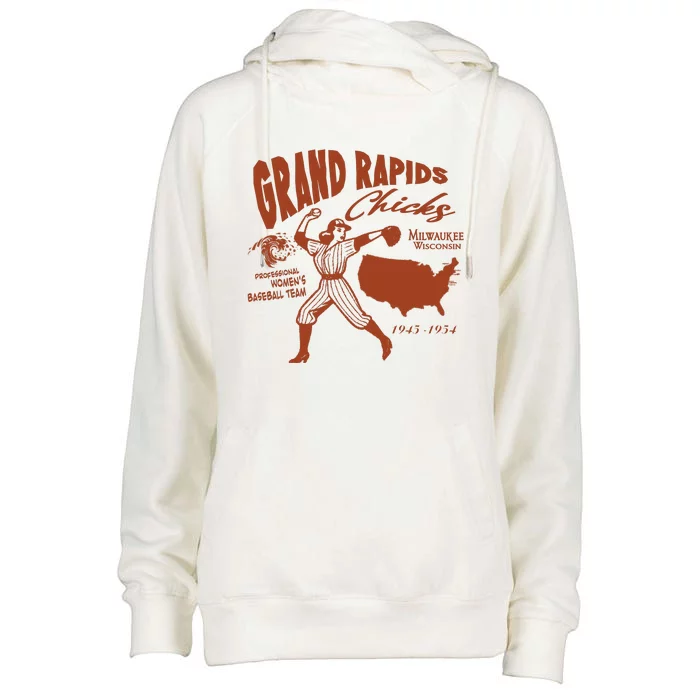 Grand Rapids Chicks Professional Women Baseball Team Womens Funnel Neck Pullover Hood