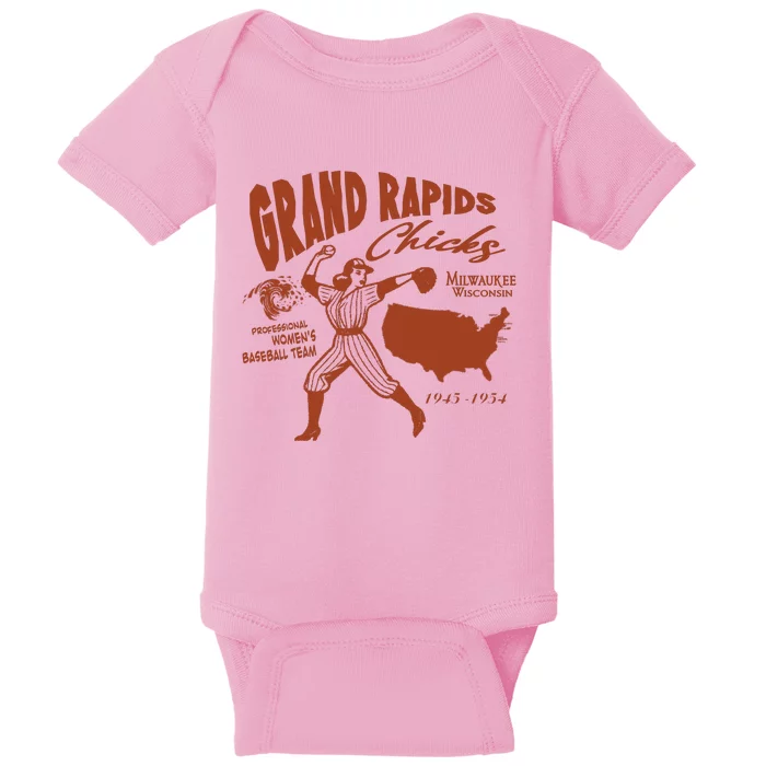 Grand Rapids Chicks Professional Women Baseball Team Baby Bodysuit