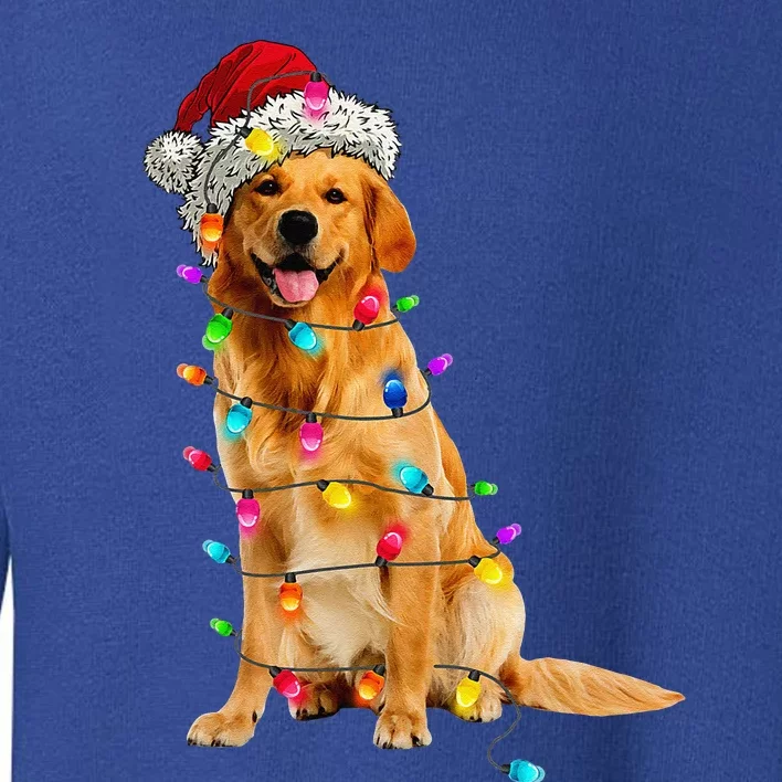 Golden Retrievers Christmas Lights Hat Santa Dog Lover Toddler Sweatshirt