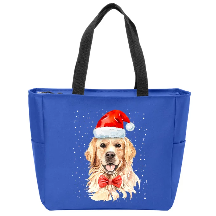 Golden Retriever Christmas Idea And Santa Xmas Dog Gift Zip Tote Bag