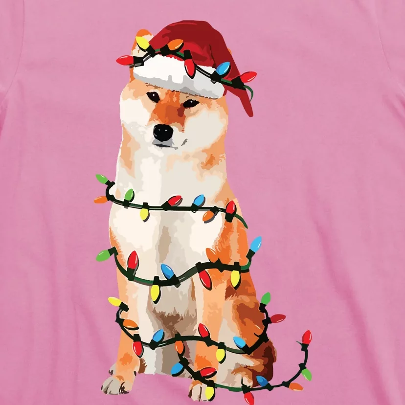 Golden Retrievers Christmas Lights Hat Santa Dog Lover VNeck T-Shirt