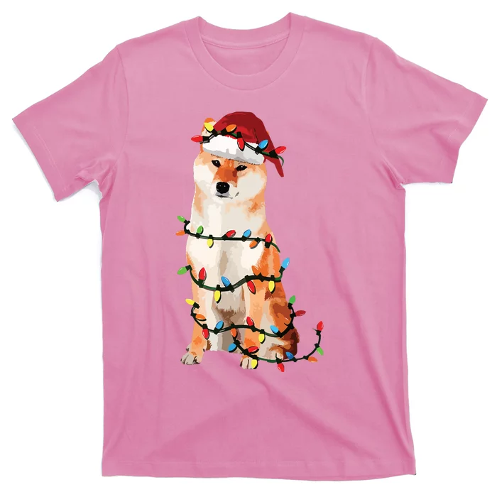 Golden Retrievers Christmas Lights Hat Santa Dog Lover VNeck T-Shirt