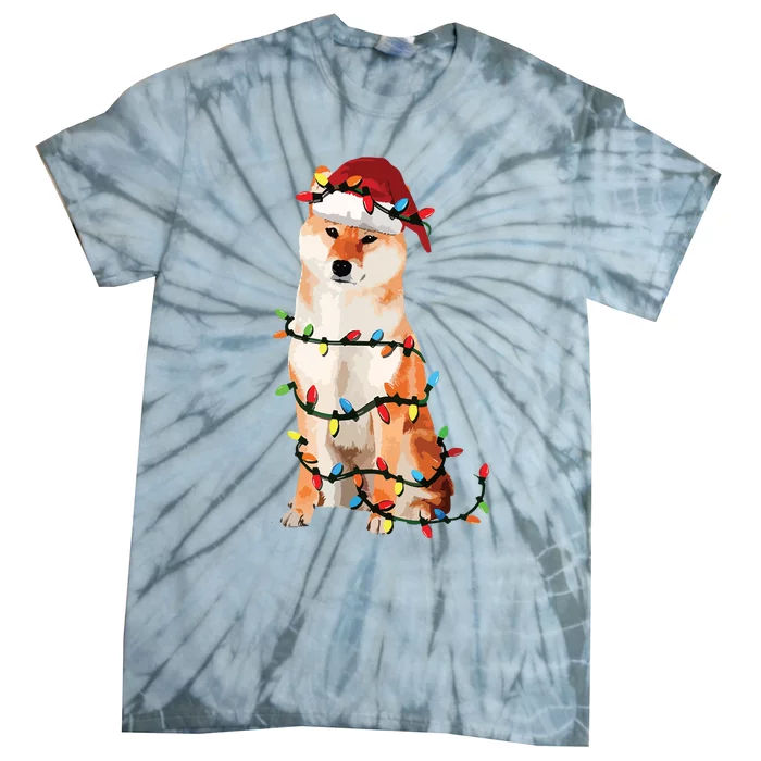 Golden Retrievers Christmas Lights Hat Santa Dog Lover VNeck Tie-Dye T-Shirt