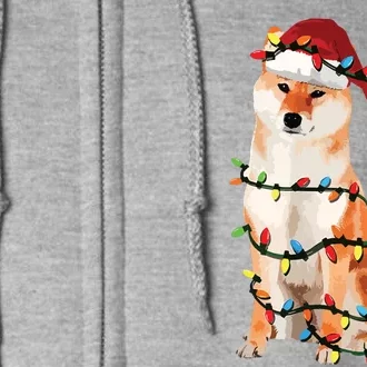 Golden Retrievers Christmas Lights Hat Santa Dog Lover VNeck Full Zip Hoodie