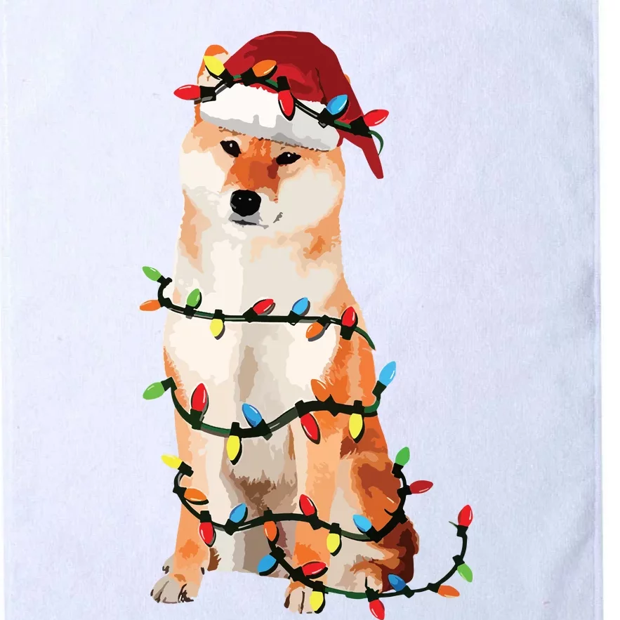 Golden Retrievers Christmas Lights Hat Santa Dog Lover VNeck Platinum Collection Golf Towel