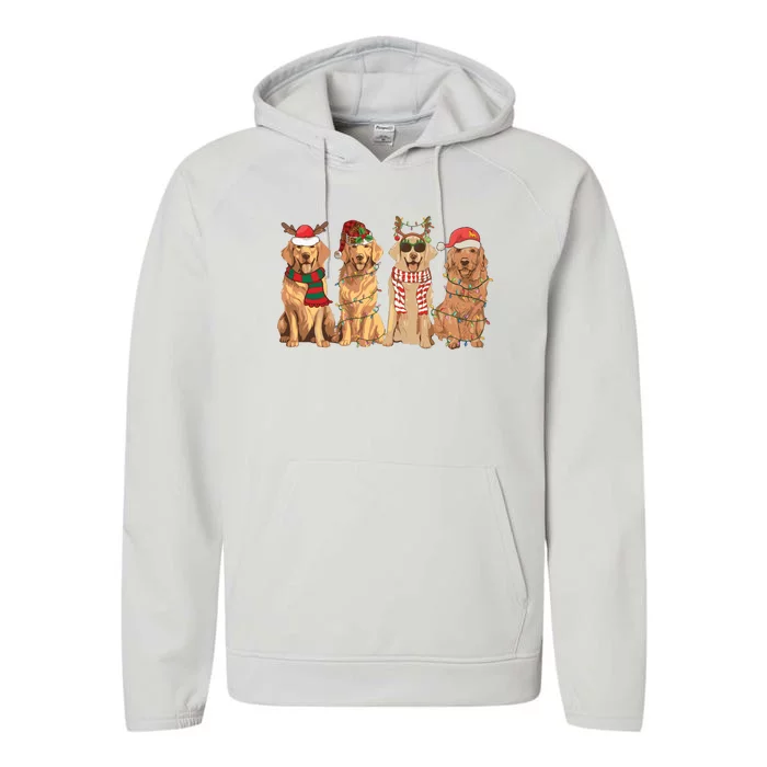 Golden Retriever Christmas Dogs Lights Performance Fleece Hoodie