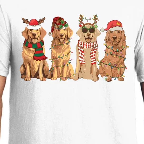 Golden Retriever Christmas Dogs Lights Pajama Set