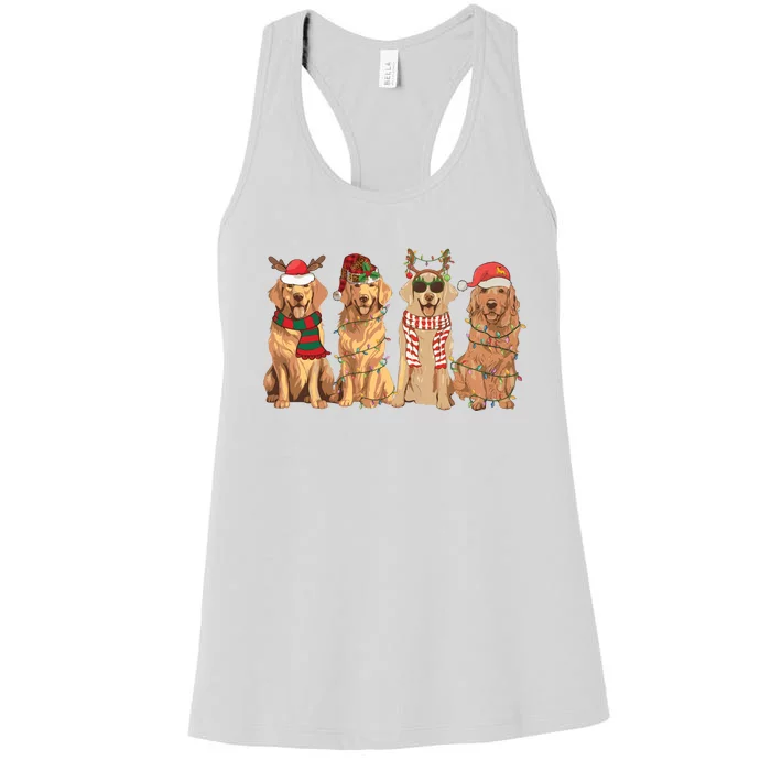 Golden Retriever Christmas Dogs Lights Women's Racerback Tank