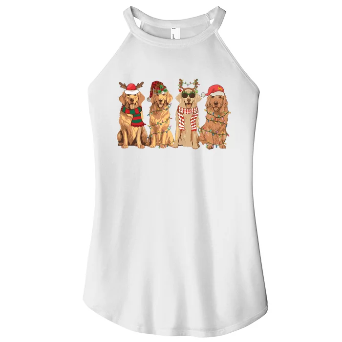 Golden Retriever Christmas Dogs Lights Women’s Perfect Tri Rocker Tank