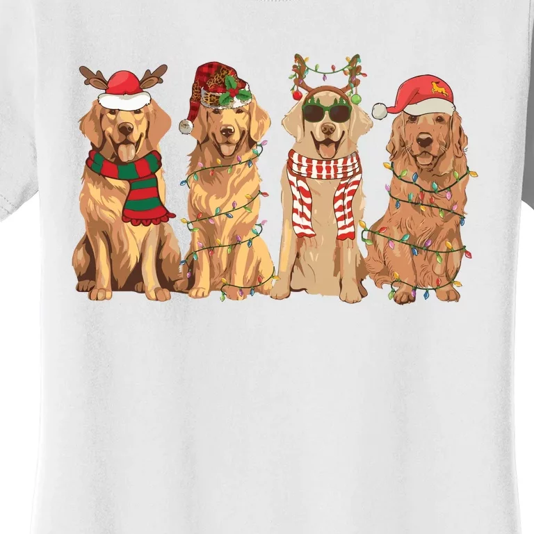 Golden Retriever Christmas Dogs Lights Women's T-Shirt