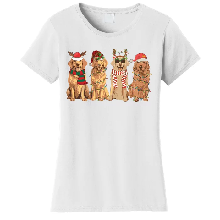 Golden Retriever Christmas Dogs Lights Women's T-Shirt