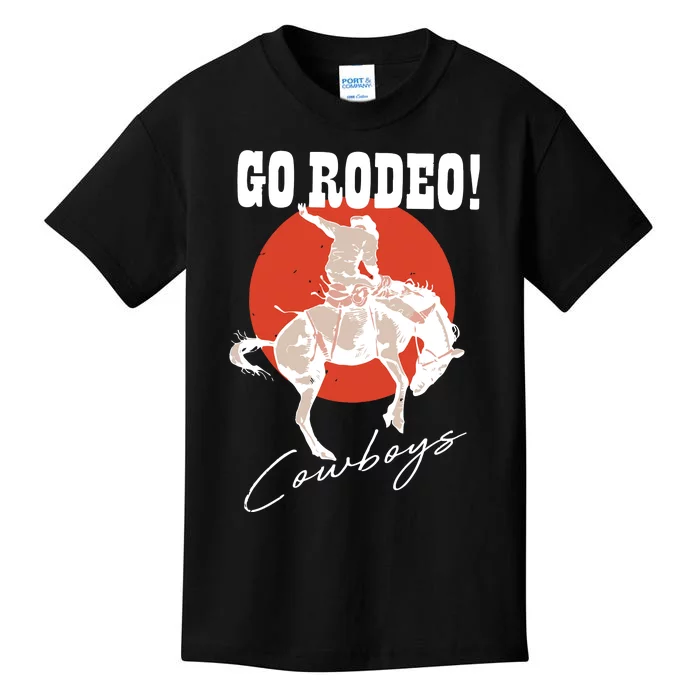 Go Rodeo Country Vintage Rodeo Cowgirl Kids T-Shirt