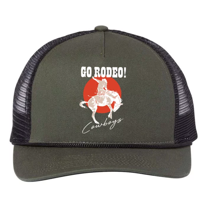 Go Rodeo Country Vintage Rodeo Cowgirl Retro Rope Trucker Hat Cap