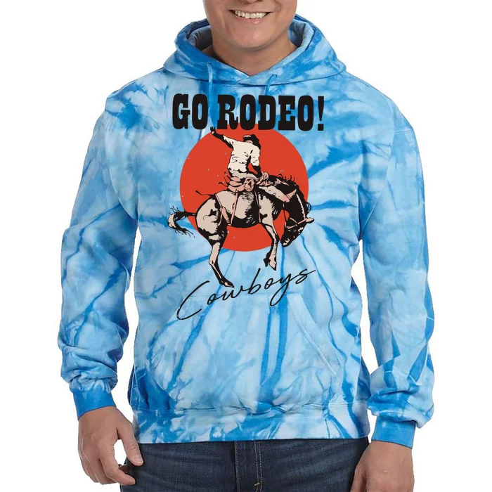 Go Rodeo Country Vintage Rodeo Cowgirl Tie Dye Hoodie