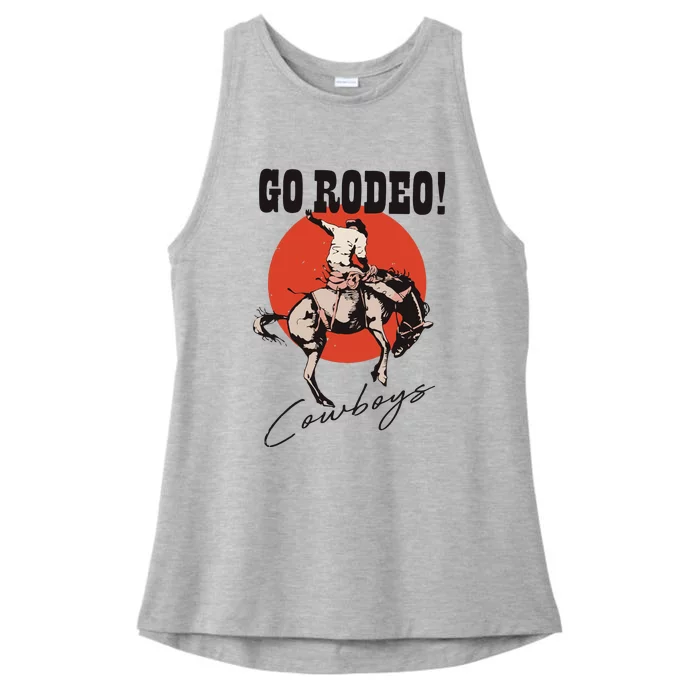 Go Rodeo Country Vintage Rodeo Cowgirl Ladies Tri-Blend Wicking Tank