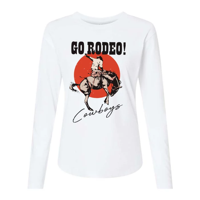 Go Rodeo Country Vintage Rodeo Cowgirl Womens Cotton Relaxed Long Sleeve T-Shirt