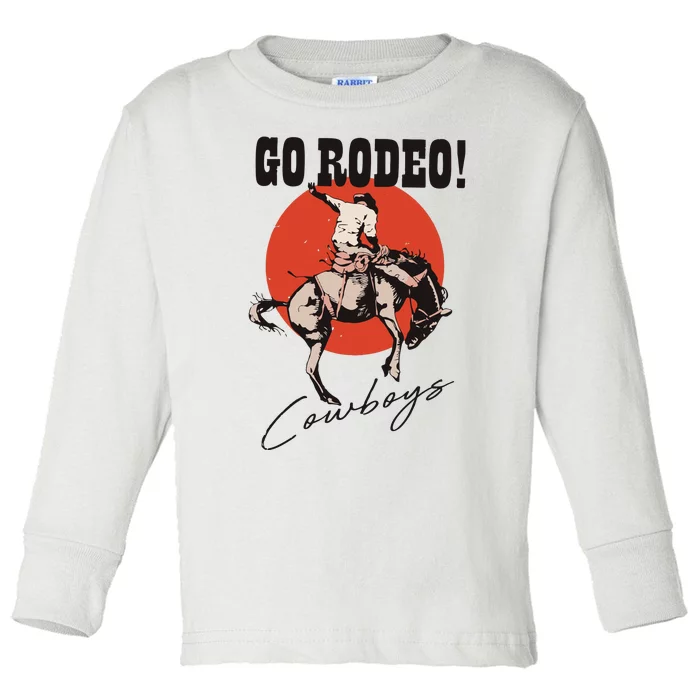 Go Rodeo Country Vintage Rodeo Cowgirl Toddler Long Sleeve Shirt