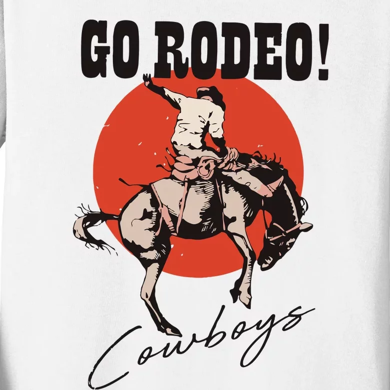 Go Rodeo Country Vintage Rodeo Cowgirl Kids Long Sleeve Shirt