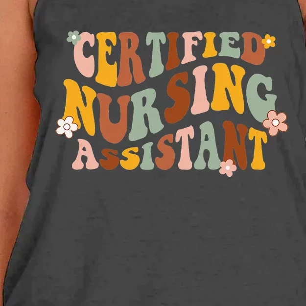 Groovy Retro CNA Certified Nursing Assistants Women's Knotted Racerback Tank