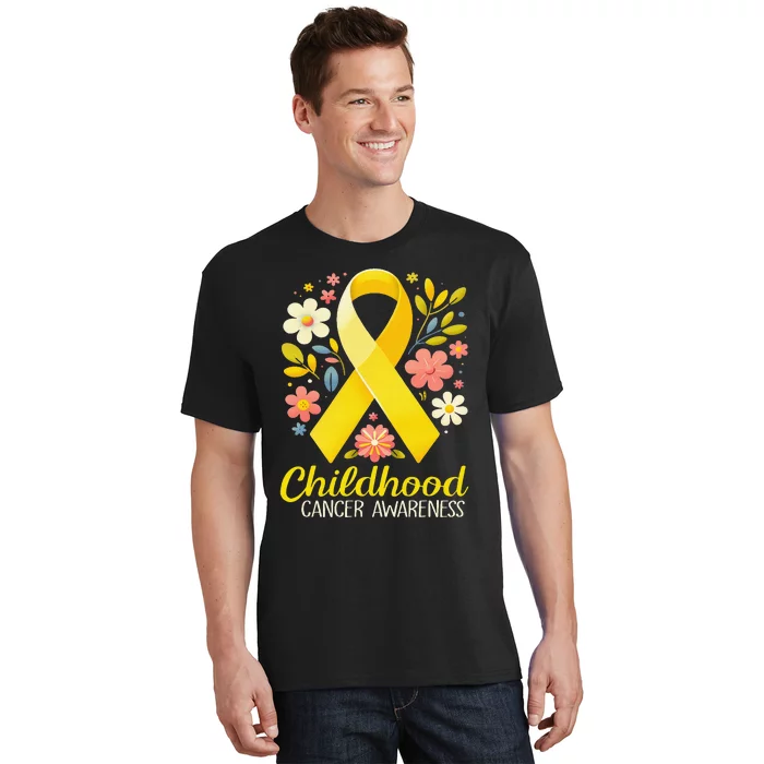 Gold Ribbon Childhood Cancer Awareness Girl Gift T-Shirt