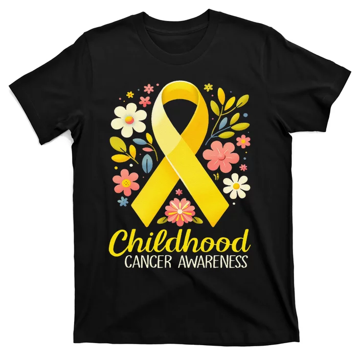 Gold Ribbon Childhood Cancer Awareness Girl Gift T-Shirt