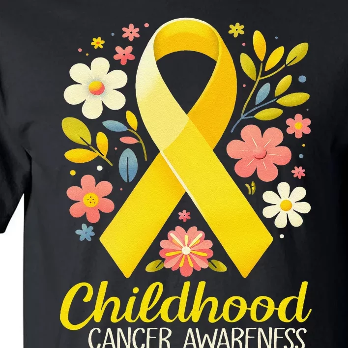 Gold Ribbon Childhood Cancer Awareness Girl Gift Tall T-Shirt