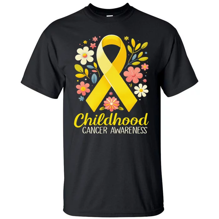 Gold Ribbon Childhood Cancer Awareness Girl Gift Tall T-Shirt