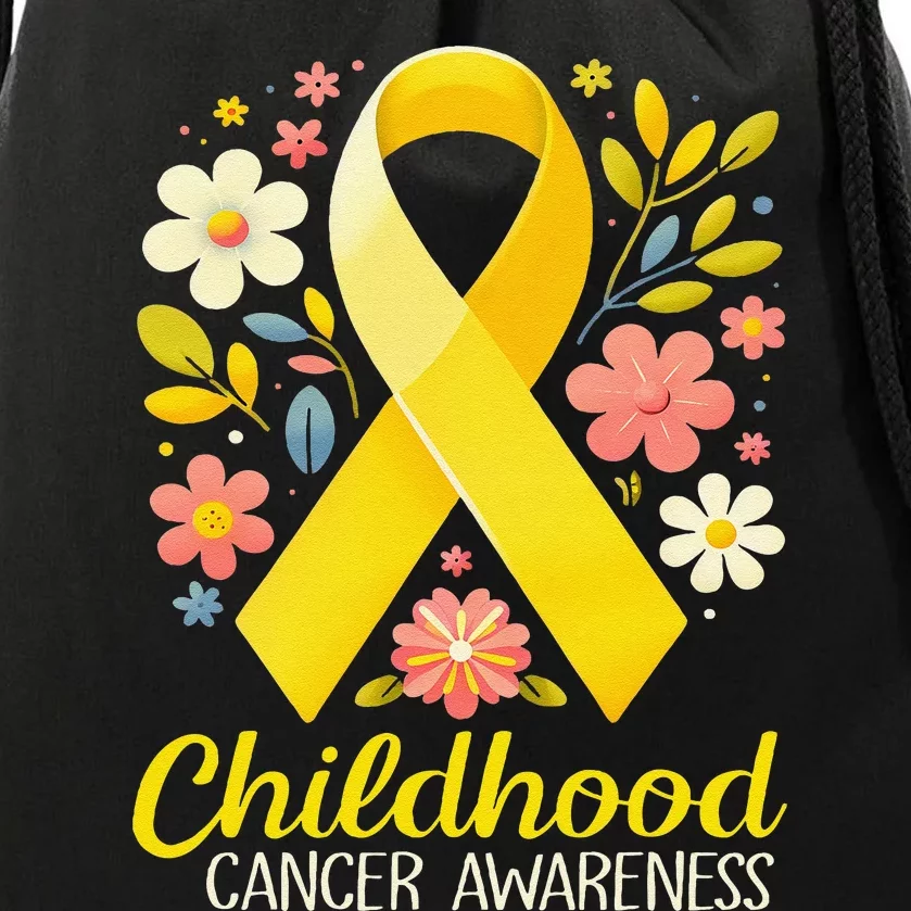 Gold Ribbon Childhood Cancer Awareness Girl Gift Drawstring Bag