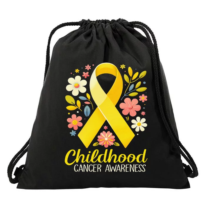 Gold Ribbon Childhood Cancer Awareness Girl Gift Drawstring Bag