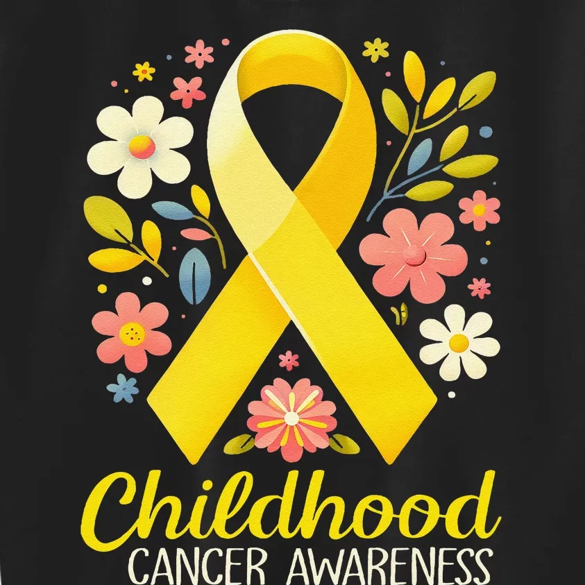 Gold Ribbon Childhood Cancer Awareness Girl Gift Kids Sweatshirt