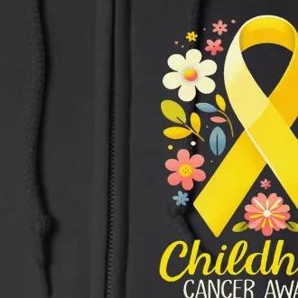 Gold Ribbon Childhood Cancer Awareness Girl Gift Full Zip Hoodie