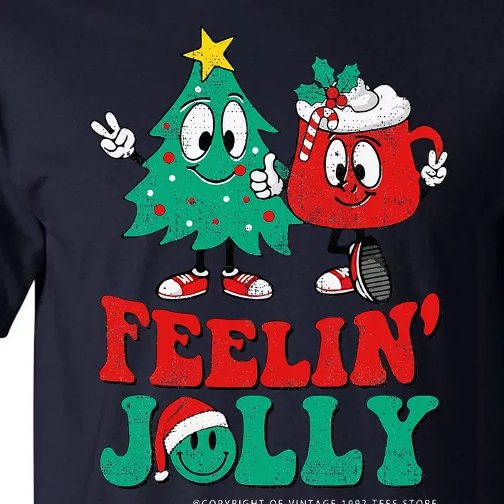 Groovy Retro Christmas Santa Hippie Feelin Jolly Hot Cocoa Tall T-Shirt