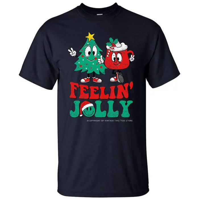 Groovy Retro Christmas Santa Hippie Feelin Jolly Hot Cocoa Tall T-Shirt