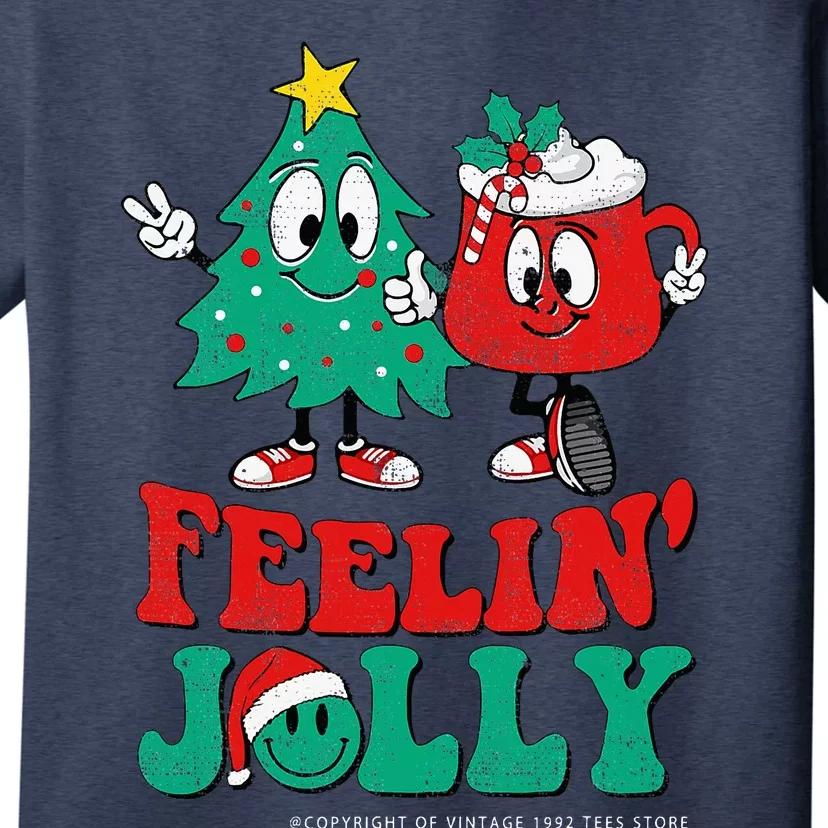 Groovy Retro Christmas Santa Hippie Feelin Jolly Hot Cocoa T-Shirt