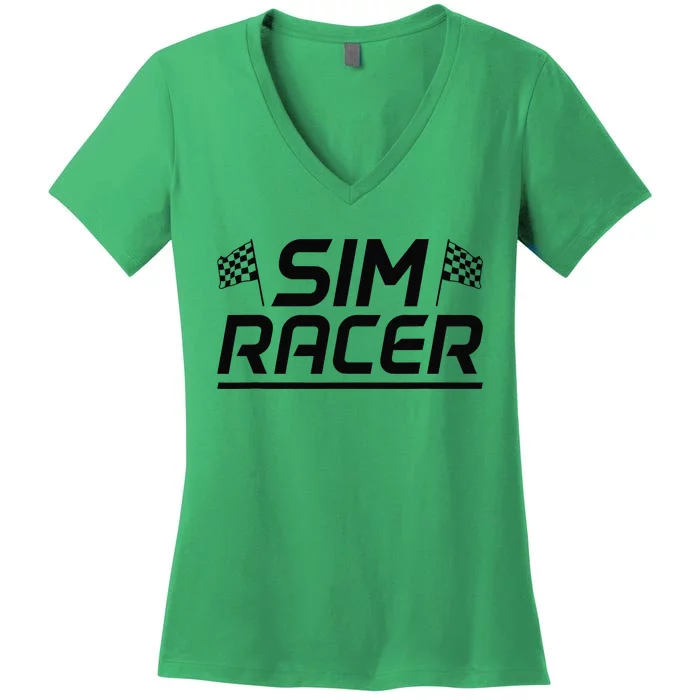 Gaming Race Car Racer Simulation Sim Racing Women's V-Neck T-Shirt