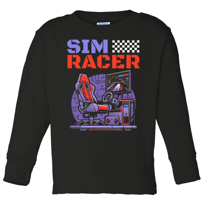 Gaming Race Car Simulation Racer Sim Racing Toddler Long Sleeve Shirt