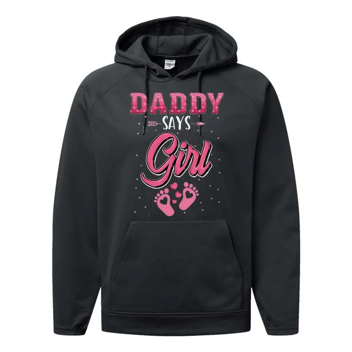 Gender reveal daddy dad matching family set Performance Fleece Hoodie