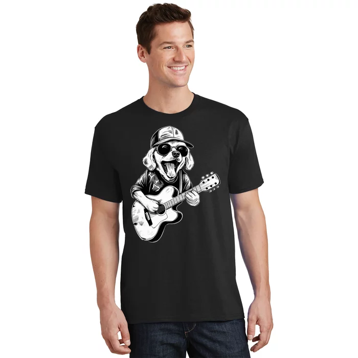 Golden Retriever Dog Playing Guitar Rock On Guitarist Wo T-Shirt