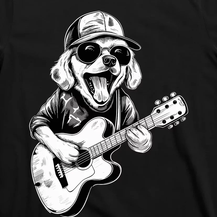 Golden Retriever Dog Playing Guitar Rock On Guitarist Wo T-Shirt