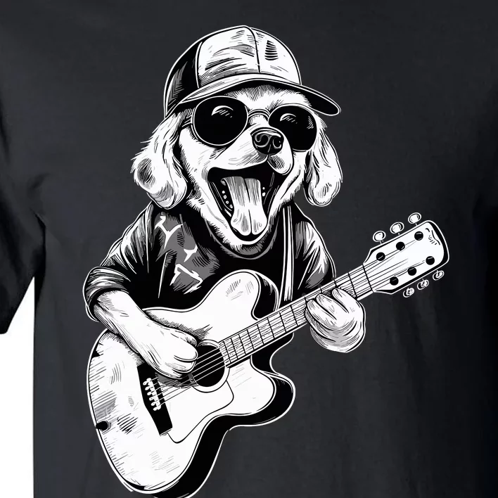 Golden Retriever Dog Playing Guitar Rock On Guitarist Wo Tall T-Shirt